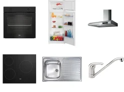 Cuisine complète montée All In Monica blanc L. 255 cm avec électroménager