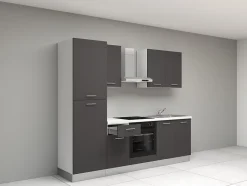 Cuisine complète montée All In Sophia gris L. 255 cm avec électroménager