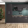 Cuisine complète montée All in Laetitia gris anthracite L. 240 cm avec électroménager
