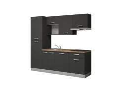 Cuisine complète montée All in Laetitia gris anthracite L. 240 cm avec électroménager