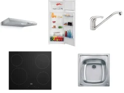 Cuisine complète montée All in Laetitia gris anthracite L. 240 cm avec électroménager