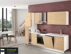 Cuisine complète montée All In Carla imitation chêne L. 285 cm avec électroménager