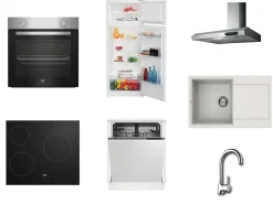 Cuisine complète montée All In Carla imitation chêne L. 285 cm avec électroménager