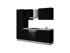 Cuisine complète montée All In Ornella noir L. 255 cm avec électroménager