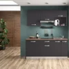 Cuisine complète montée All in gris anthracite L. 180 cm avec électroménager