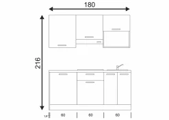 Cuisine complète montée All in gris anthracite L. 180 cm avec électroménager