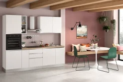 Cuisine complète montée All in Mimosa blanc L. 255 cm avec électroménager