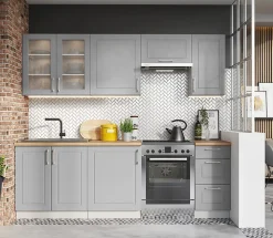 Cuisine complète Nela 7 éléments couleur gris mat - Longueur 180/240 cm