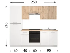 Cuisine complète pré-montée All In Urban décor bois et blanc l.250 cm avec électroménager