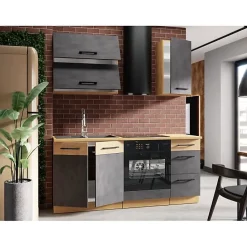 Cuisine complète ROCK L180 cm AUCUNE chêne Lancelot gris matera