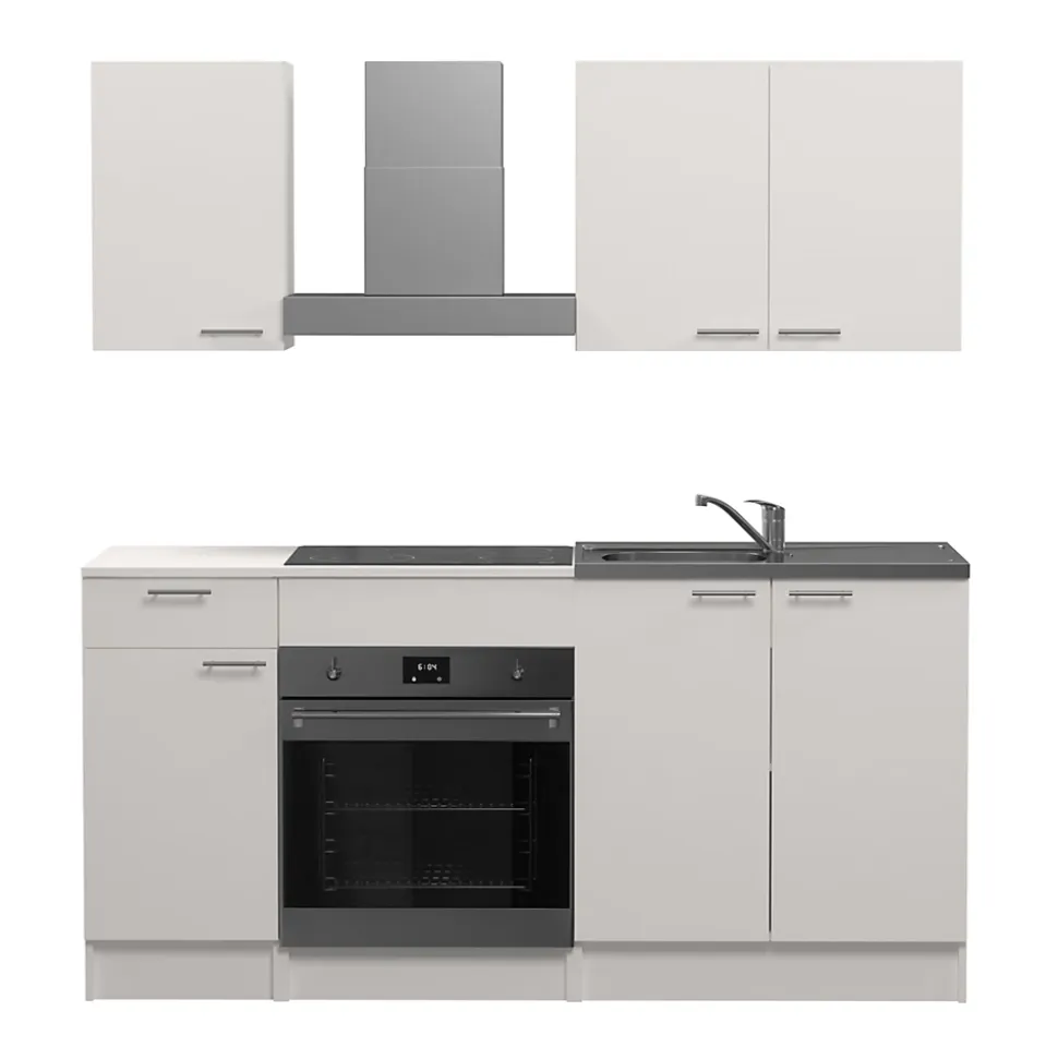 Cuisine 1er prix Primalight blanc avec poignées et plan de travail inclus