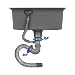 Cuisine Evier Simple en Acier Inoxydable 55x45x19 cm, avec Panier d'égouttage Télescopique, Distributeur de Savon en Acier
