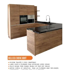 Cuisineandcie - Colonne de cuisine étagère ouverte Bellissi Chene L 20 cm