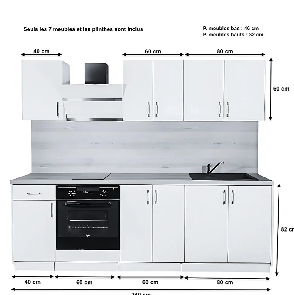 Cuisineandcie - Cuisine complète ECO Chene Naturel 240 cm
