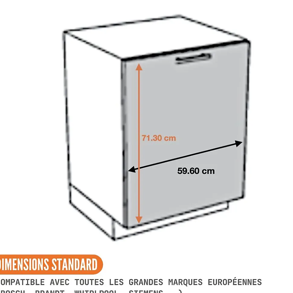 Cuisineandcie - Façade pour lave-vaisselle tout intégrable Eco Blanc Brillant L 60 cm