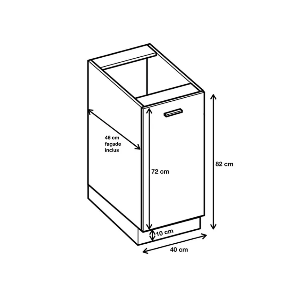 Cuisineandcie - Meuble bas de cuisine Eco Blanc 1 porte L 40 cm