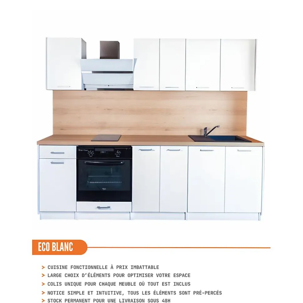 Cuisineandcie - Meuble bas de cuisine Eco Blanc 1 porte L 40 cm