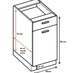 Cuisineandcie - Meuble bas de cuisine Eco Noyer Blanchi 1 porte 1 tiroir L 40 cm