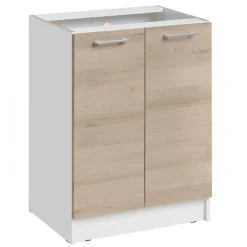 Cuisineandcie - Meuble bas de cuisine Eco Chene Naturel 2 portes L 60 cm