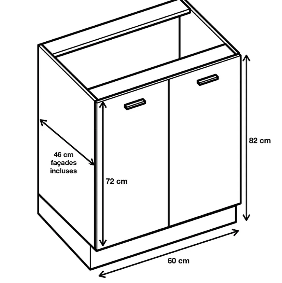 Cuisineandcie - Meuble bas de cuisine Eco Chene Naturel 2 portes L 60 cm
