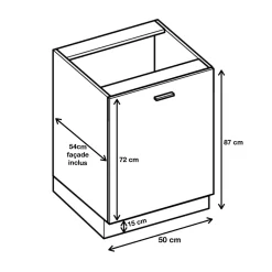 Cuisineandcie - Meuble bas de cuisine Lovia Noir mat 1 porte L 50 cm