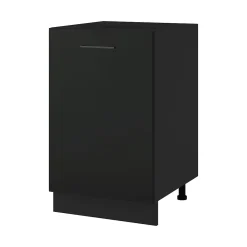 Cuisineandcie - Meuble bas de cuisine Lovia Noir mat 1 porte L 50 cm