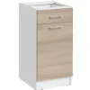 Cuisineandcie - Meuble bas de cuisine Eco Chene Naturel 1 porte 1 tiroir L 40 cm