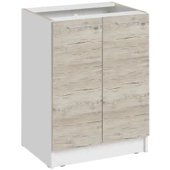 Cuisineandcie - Meuble bas de cuisine Eco Noyer Blanchi 2 portes L 60 cm