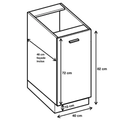 Cuisineandcie - Meuble bas de cuisine Eco Chene Naturel 1 porte L 40 cm