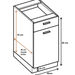 Cuisineandcie - Meuble bas de cuisine Eco Blanc Brillant 1 porte 1 tiroir L 40 cm