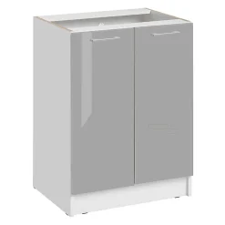 Cuisineandcie - Meuble bas de cuisine Eco Gris Brillant 2 portes L 60 cm