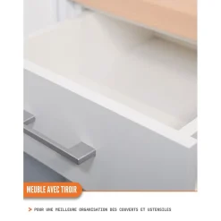 Cuisineandcie - Meuble bas de cuisine Eco Blanc 1 porte 1 tiroir L 40 cm