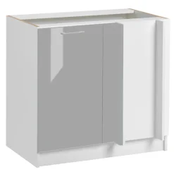 Cuisineandcie - Meuble d'angle bas Eco Gris Brillant 1 porte L 105 cm