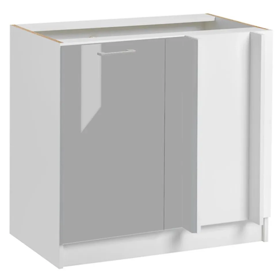 Cuisineandcie - Meuble d'angle bas Eco Gris Brillant 1 porte L 105 cm