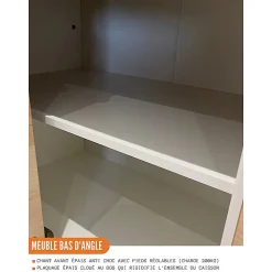 Cuisineandcie - Meuble d'angle bas Eco Gris Brillant 1 porte L 105 cm