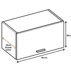 Cuisineandcie - Meuble haut SLIM de cuisine Bellissi Chene 1 porte relevable L 80 cm