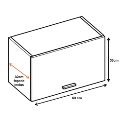 Cuisineandcie - Meuble haut de cuisine Eco Gris Brillant 1 porte relevable L 60 cm
