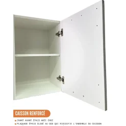 Cuisineandcie - Meuble haut de cuisine Eco Gris Brillant 2 portes L 80 cm