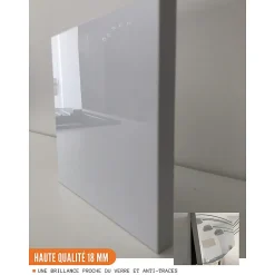 Cuisineandcie - Meuble haut de cuisine Bellissi Blanc Brillant 2 portes relevables avec vitre opaque L 90 cm