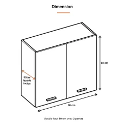 Cuisineandcie - Meuble haut de cuisine Eco Chene Naturel 2 portes L 80 cm