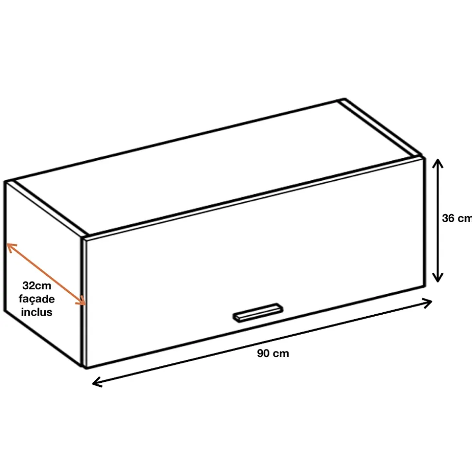 Cuisineandcie - Meuble haut SLIM de cuisine Bellissi Chene 1 porte relevable L 90 cm