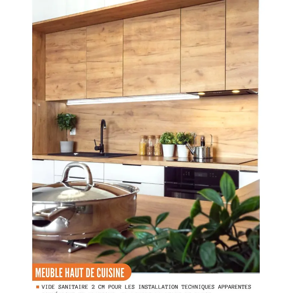 Cuisineandcie - Meuble haut SLIM de cuisine Bellissi Chene 1 porte relevable L 90 cm