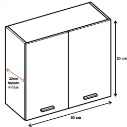 Cuisineandcie - Meuble haut de cuisine Eco Blanc Brillant 2 portes L 60 cm