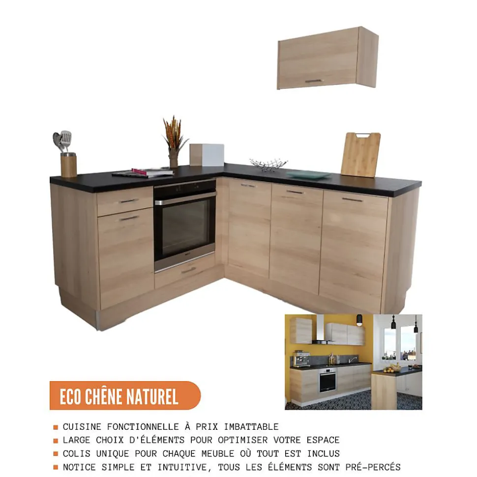 Cuisineandcie - Meuble haut de cuisine Eco Chene Naturel 1 porte L 30 cm