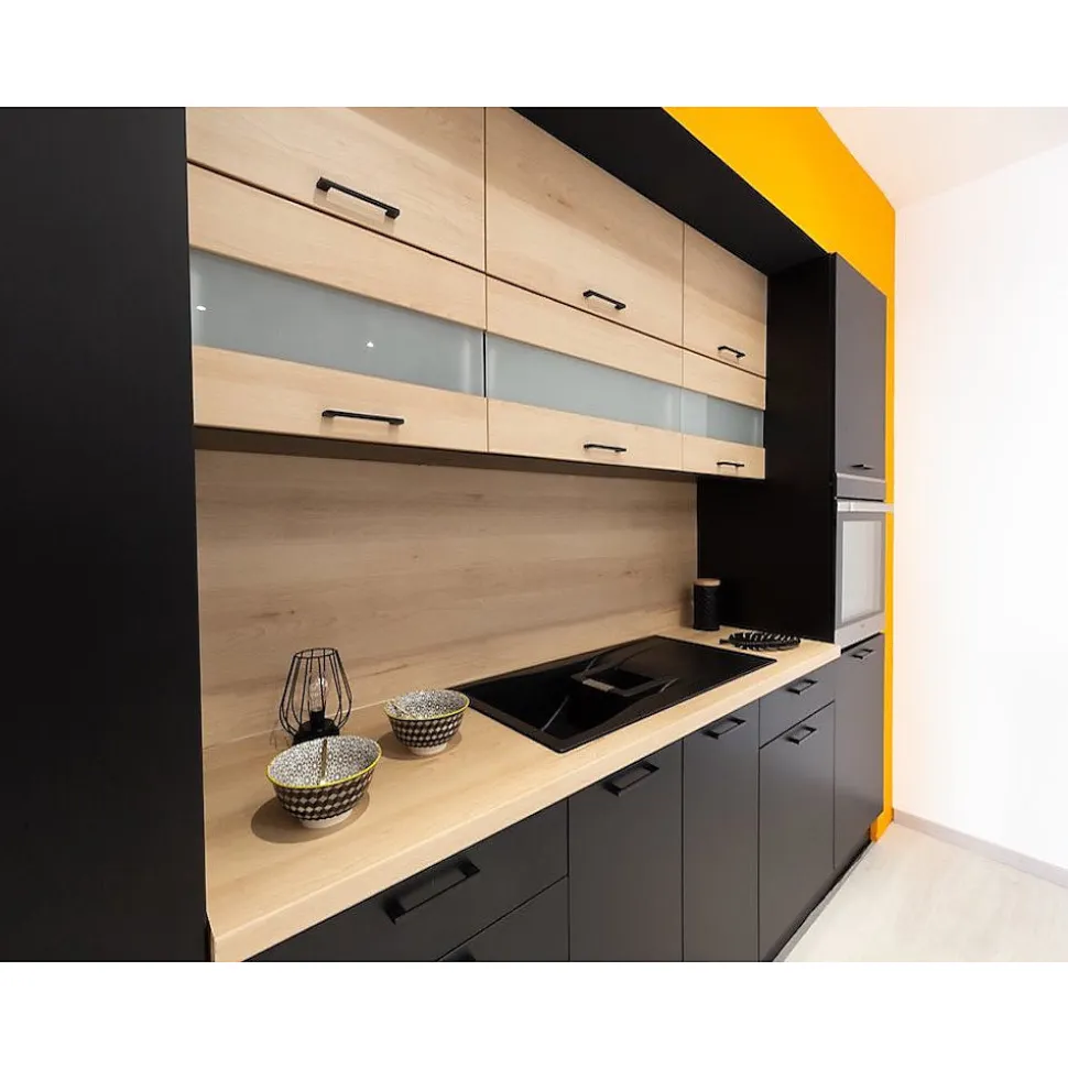 Cuisineandcie - Meuble haut SLIM de cuisine Lovia Noir Mat 1 porte relevable L 90 cm