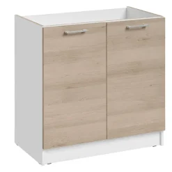 Cuisineandcie - Meuble sous-évier Eco Chene Naturel 2 portes L 80 cm