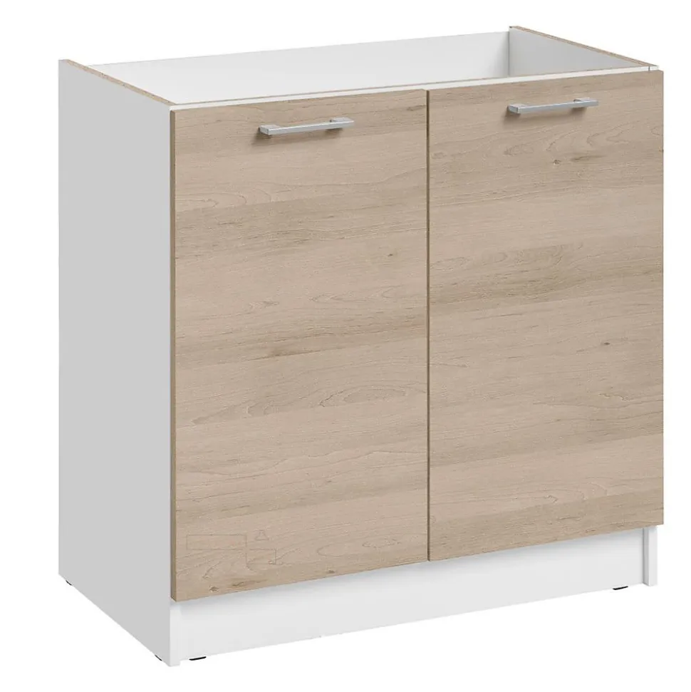 Cuisineandcie - Meuble sous-évier Eco Chene Naturel 2 portes L 80 cm
