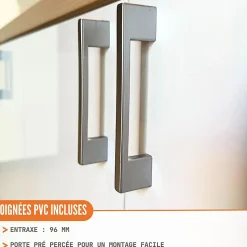 Cuisineandcie - Meuble sous-évier Eco Blanc Brillant 2 portes L 80 cm