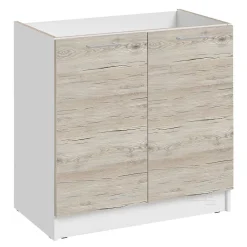 Cuisineandcie - Meuble sous-évier Eco Noyer Blanchi 2 portes L 80 cm