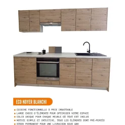 Cuisineandcie - Meuble sous-évier Eco Noyer Blanchi 2 portes L 80 cm